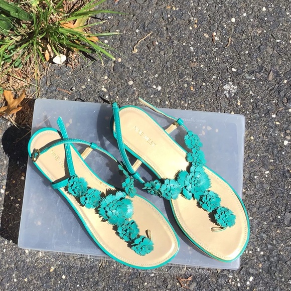 Nine West teal floral sandals size 9 brand new - Picture 5 of 6